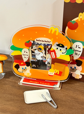 少女岛原创m记汉堡堡可爱插画3寸拍立得小卡相框