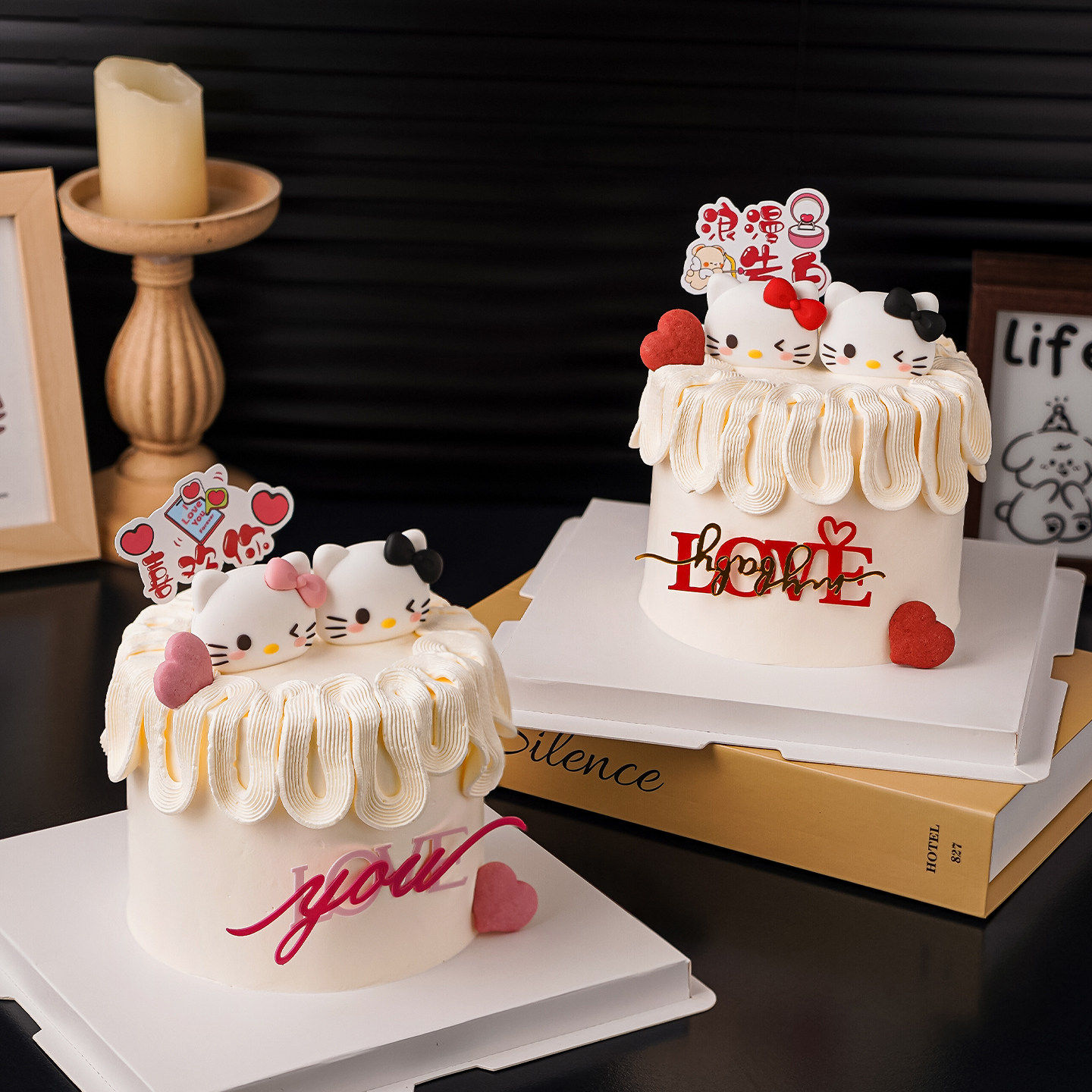 可爱蝴蝶结猫咪蛋糕装饰摆件2.14情人节浪漫告白love亚克力插件,节庆用品/礼品,节日装扮用品,淘宝优惠券,粉丝福利购,淘宝优惠卷