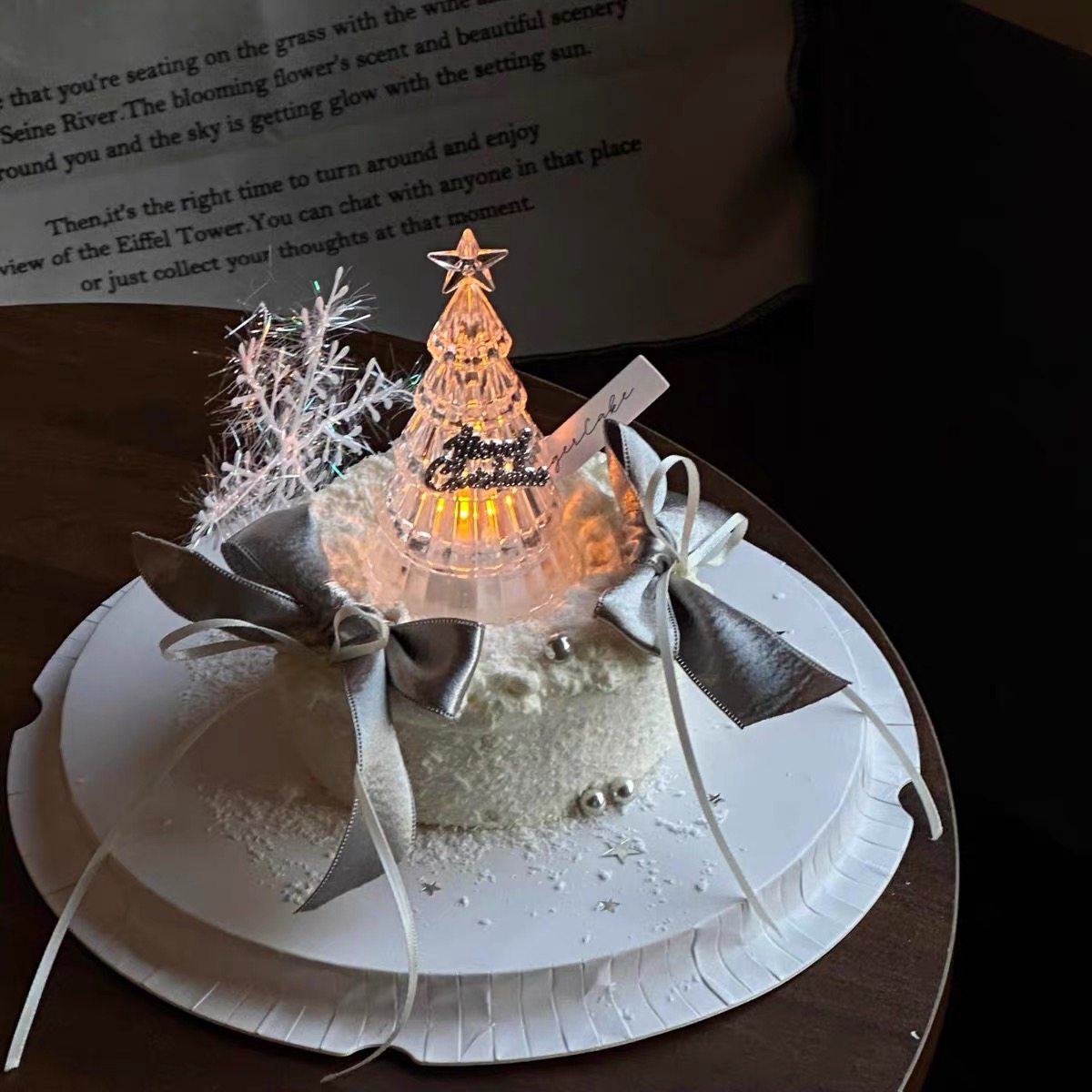 快乐发光圣诞树蛋糕装饰