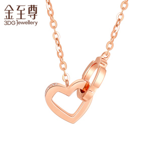 金至尊正品 轮回18k金项链玫瑰金锁骨链彩金钻石项链送礼 爱