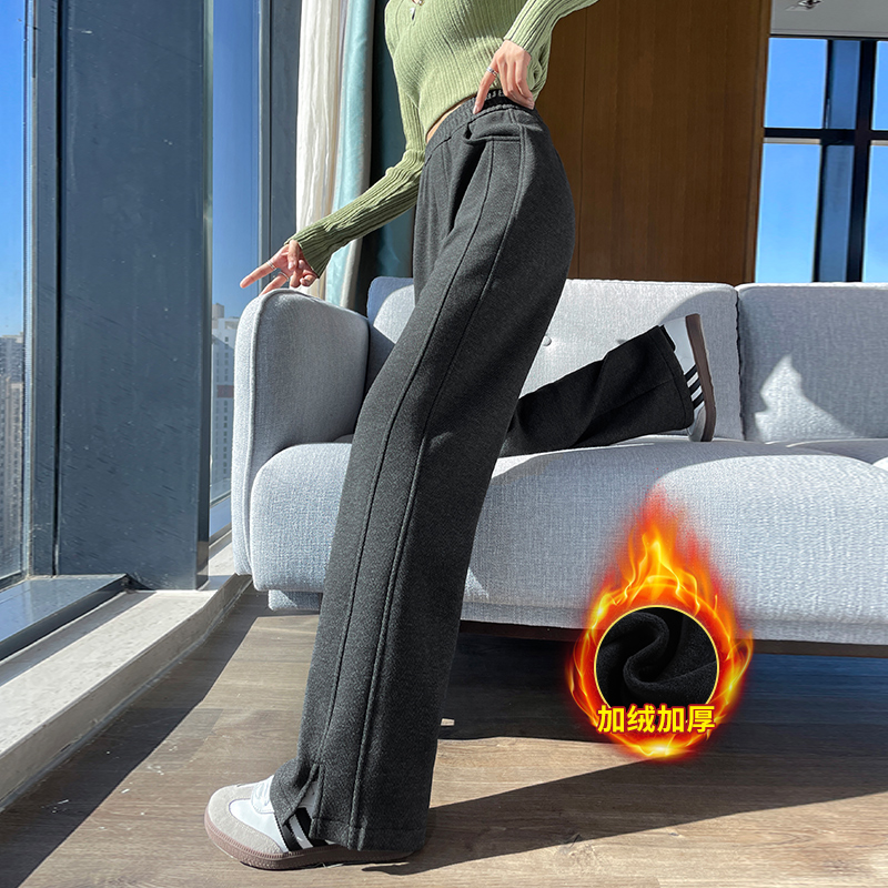 加绒加厚阔腿裤女秋冬裤子宽松