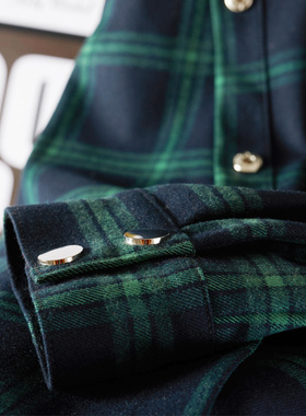 格子衬衫女外套中长款长袖2025新款春秋宽松韩版加厚复古休闲衬衣