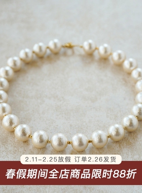 棉花珍珠/日本进口贵和项链 复古气质小众高级设计感锁骨毛衣链女