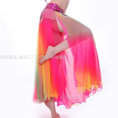 成人肚皮舞下装长裙性感舞蹈表演裙子下身开叉初学者飘逸表演舞裙