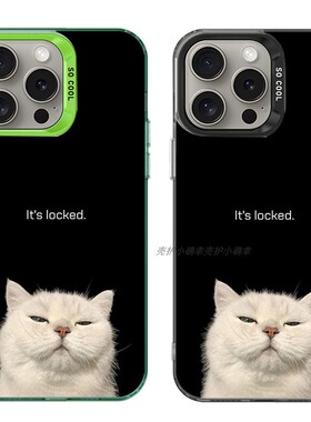 大孔硬壳手机壳适用苹果iPhone17Pro16Max13Pro15XS14XR8X7plus12SE11 可爱白色猫咪