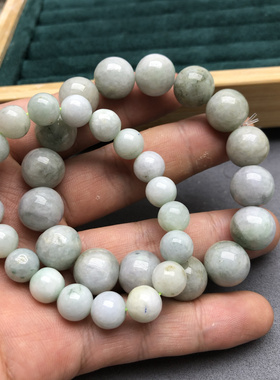 天然翡翠缅甸翡翠手串糯冰黑色灰色乌鸡手串A货圆珠手链013