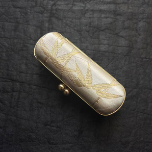 白地金丝竹纹迷你首饰盒 妍制 古风耳钉戒指盒便携印章唇膏盒小礼