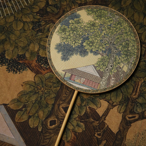 自然造物织锦团扇纯手工中国风扇子古风汉服高端团扇收藏高端礼物
