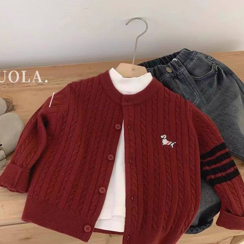 2025秋冬款男女儿童小狗绣花麻花洋气开衫外套针织衫圆领开衫外套,童装/婴儿装/亲子装,毛衣/针织衫,淘宝优惠券,粉丝福利购,淘宝优惠卷