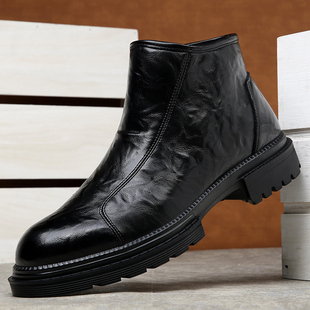 马丁靴男英伦风2025新款软皮高帮切尔西靴子真皮冬季加绒高端短靴