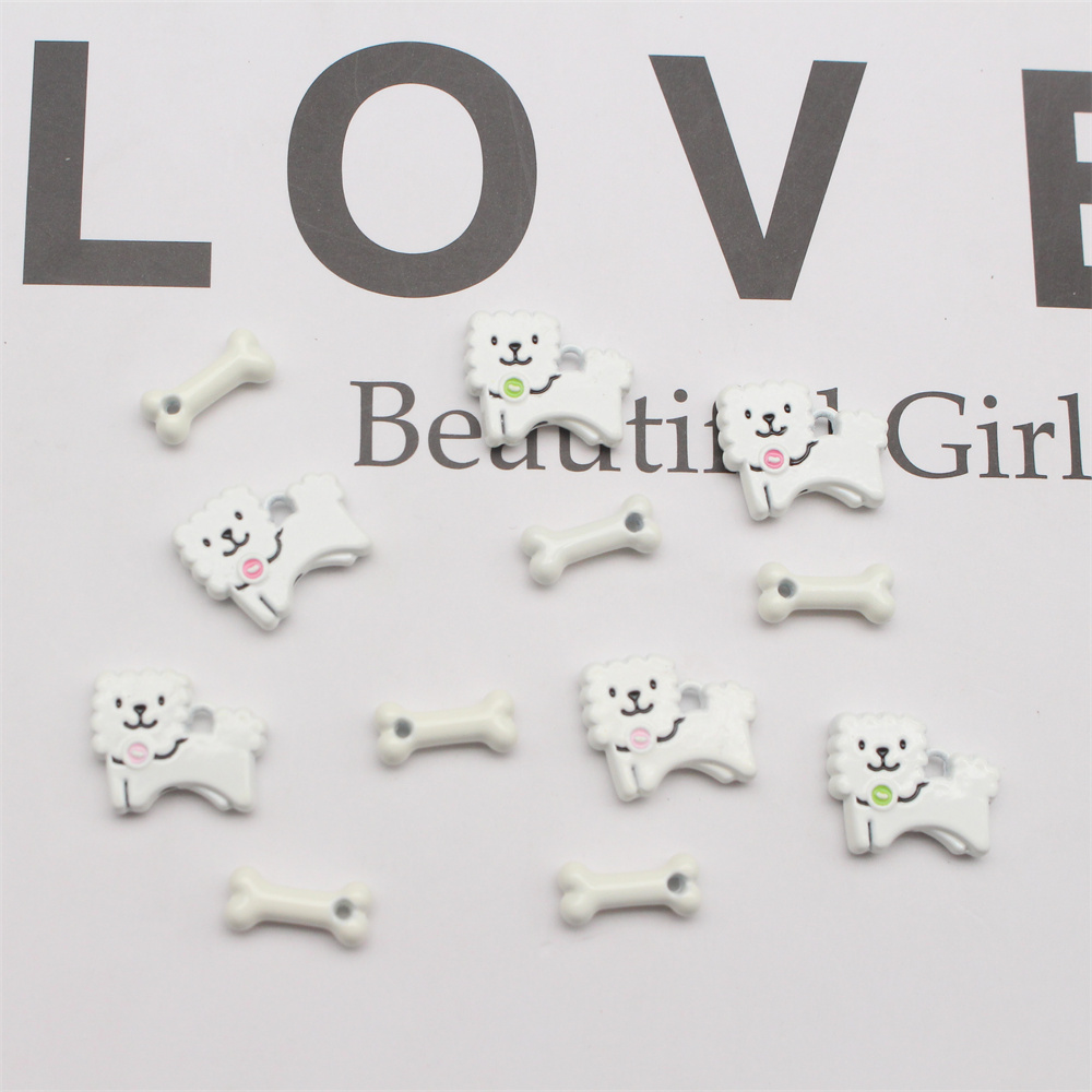 合金喷漆滴油手工diy饰品配件手机链钥匙扣小狗骨头饼干饰品吊饰