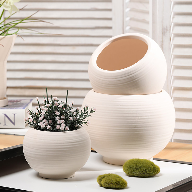 圆球形手工拉丝素烧陶土花盆透气吸水陶瓷粗陶盆加厚大号绿植盆栽,鲜花速递/花卉仿真/绿植园艺,花盆,淘宝优惠券,粉丝福利购,淘宝优惠卷