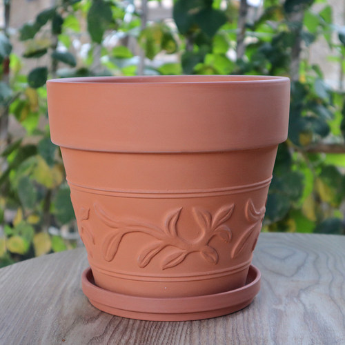 浮雕红陶花盆大号清仓鲜花盆栽