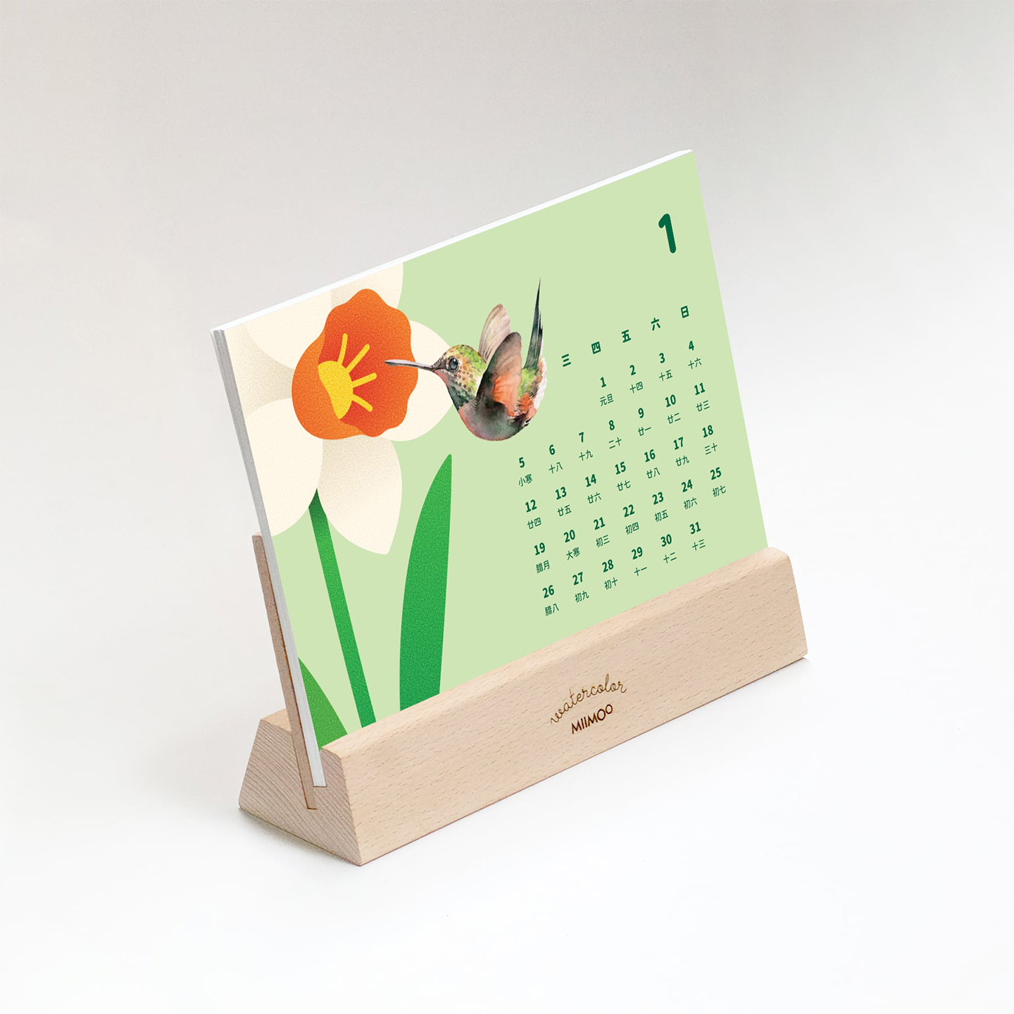米墨2026年原创台历水彩小鸟月历