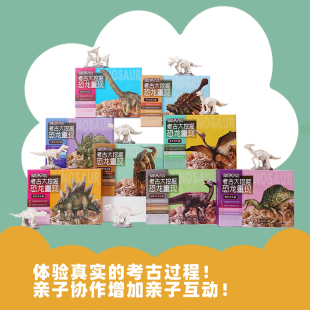 浮雕恐龙化石立体霸王龙骨架考古盲盒儿童挖掘玩具男孩寻宝藏石膏