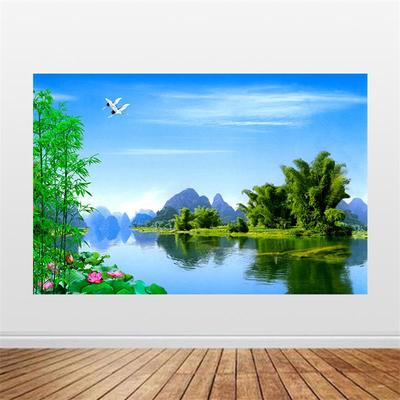 桂林山水风景画青山绿水招财沙发床头背景墙装饰画客厅挂画自粘画