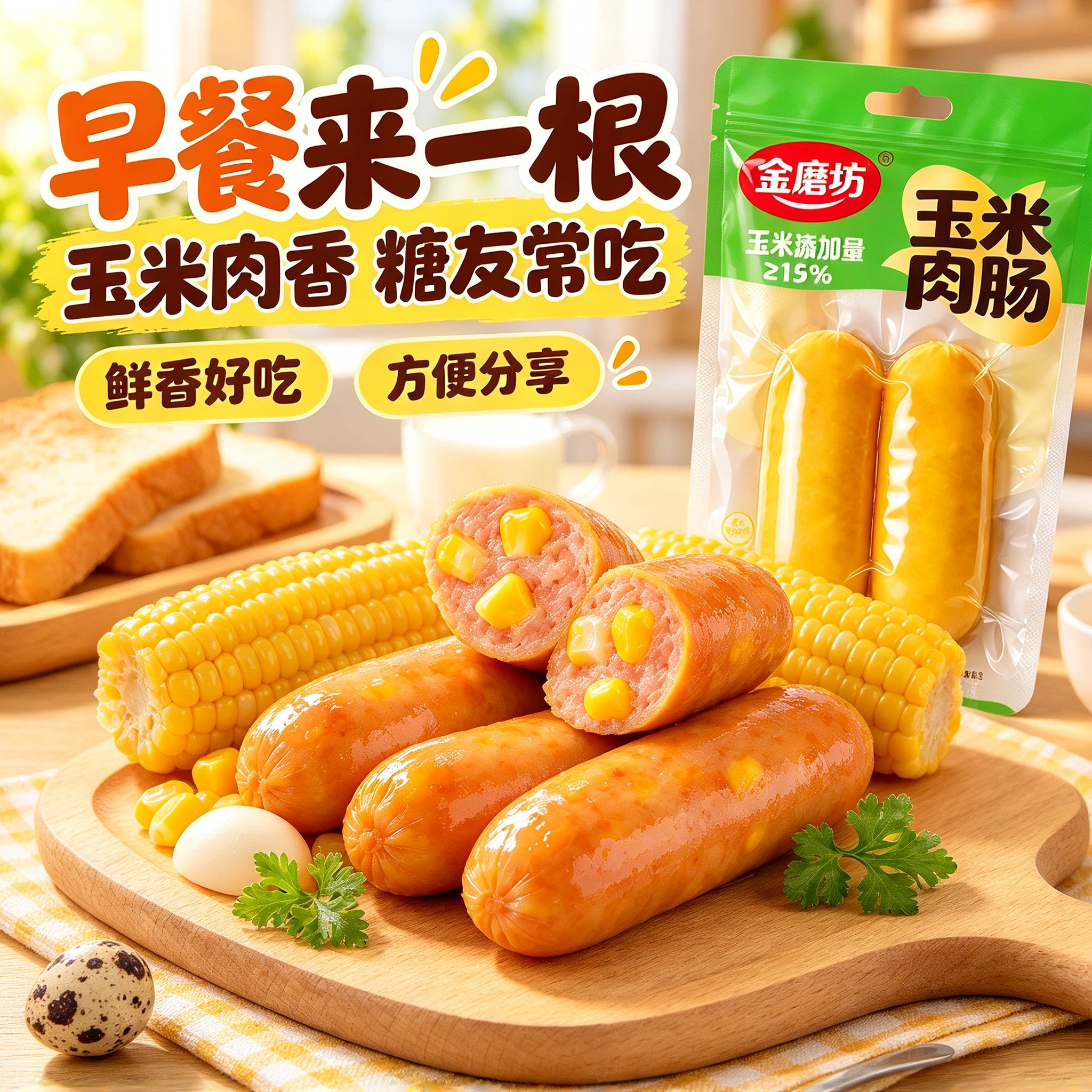 糖尿人专用零食品可以吃的无糖精玉米肉肠老人小孩孕妇糖友饱腹品