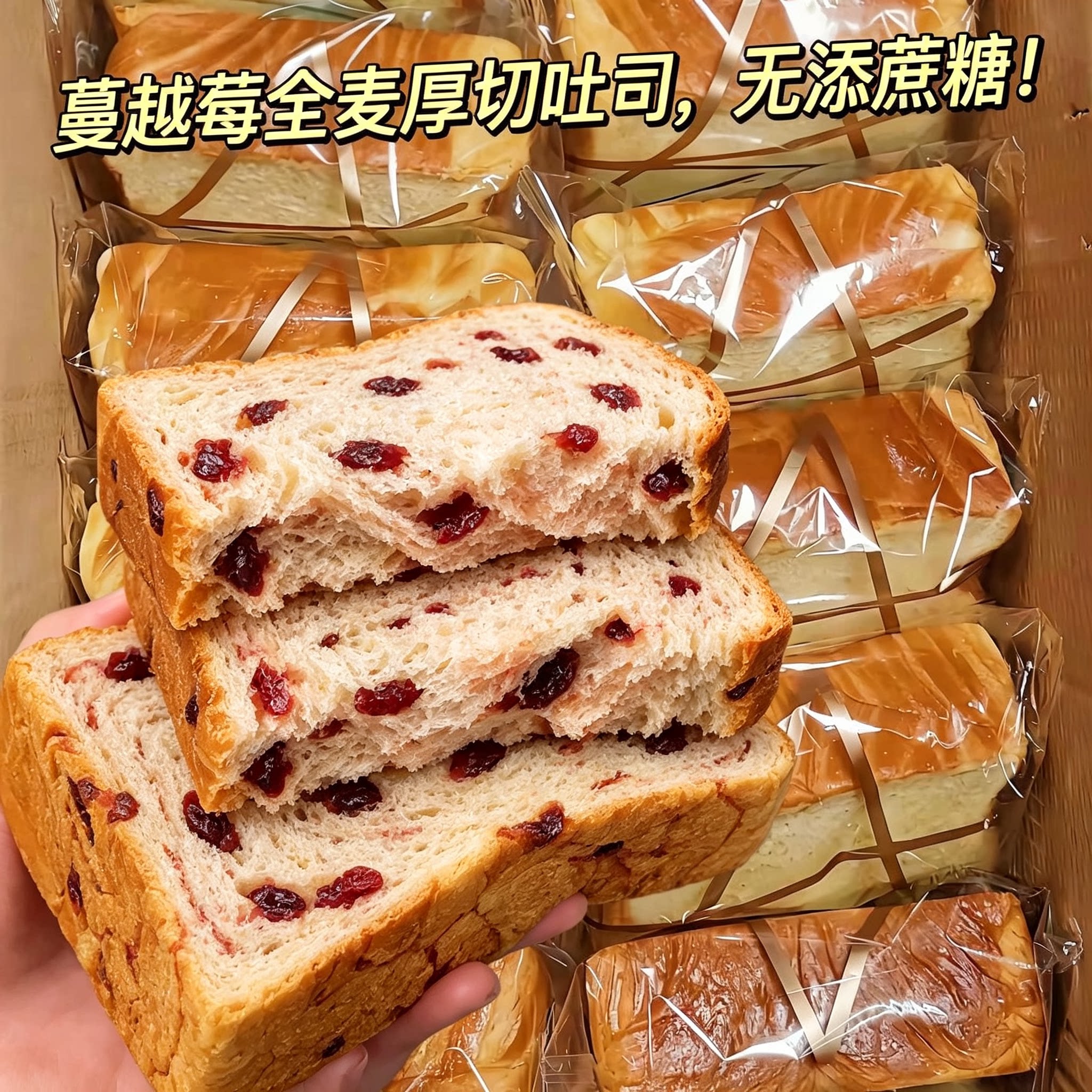 糖尿人专用零食品可以吃的无糖精蔓越莓全切厚吐司儿童糖友饱腹品