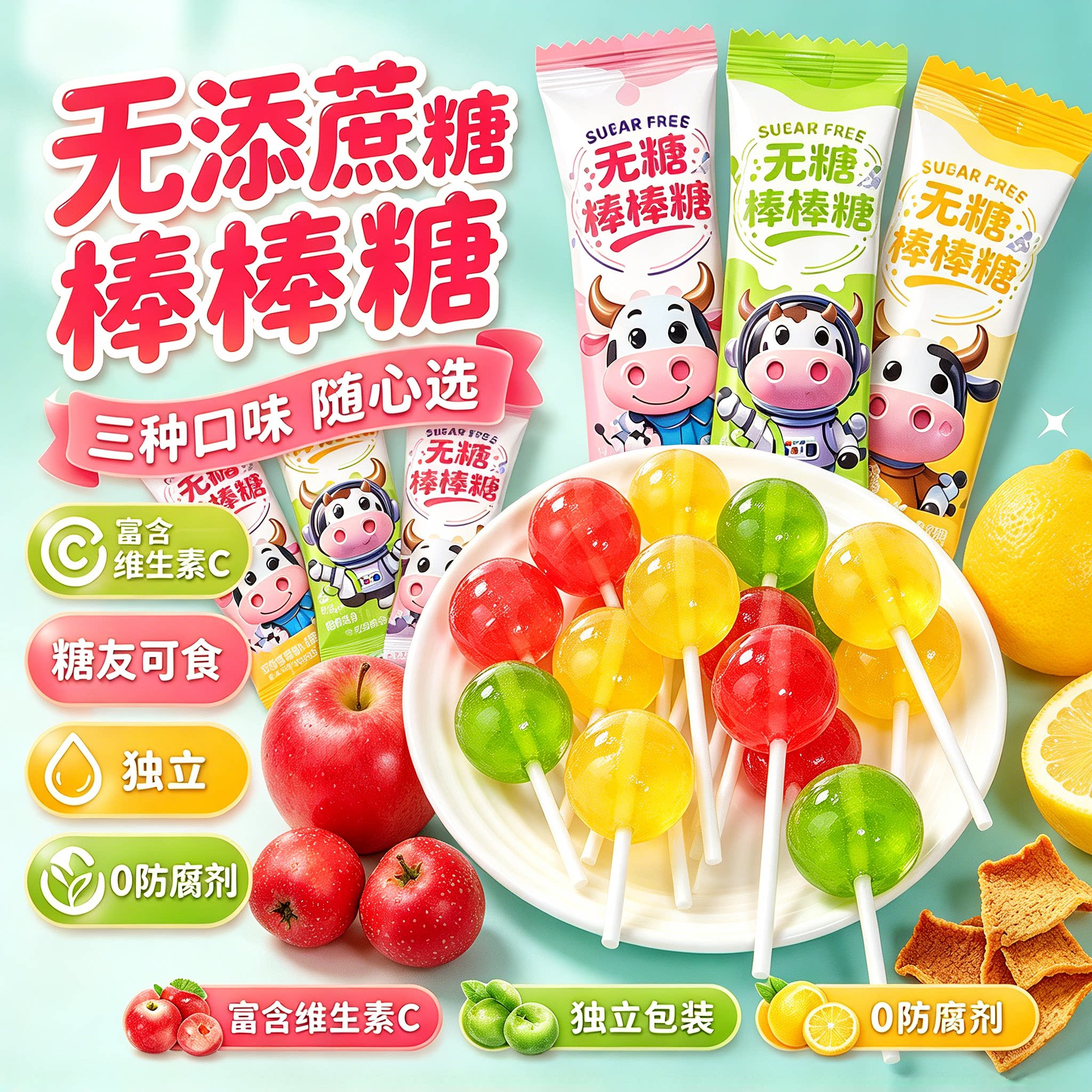 糖尿人专用零食品可以吃的无糖精棒棒糖小孩孕妇老人儿童糖友饱腹