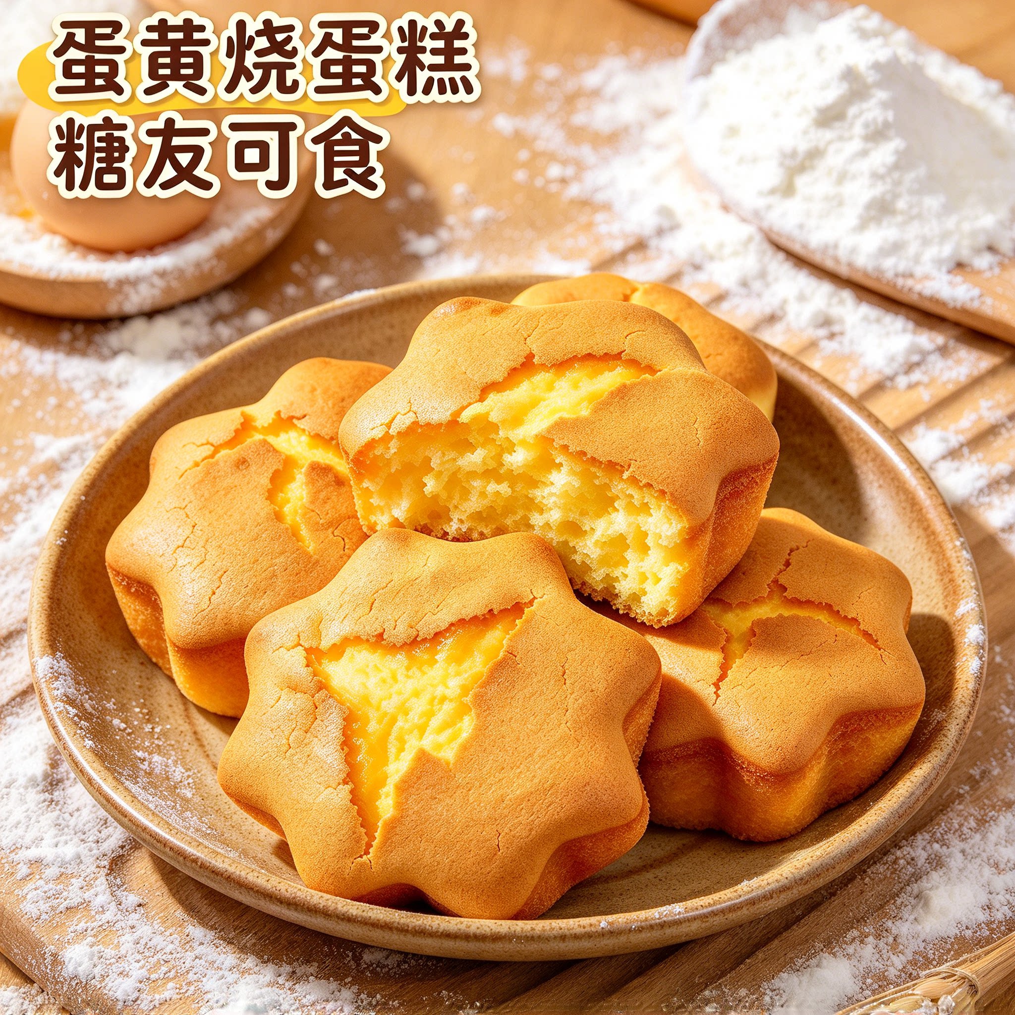 糖尿人专用零食品可以吃的无糖精蛋黄烧蛋糕老人小孩孕妇糖友饱腹