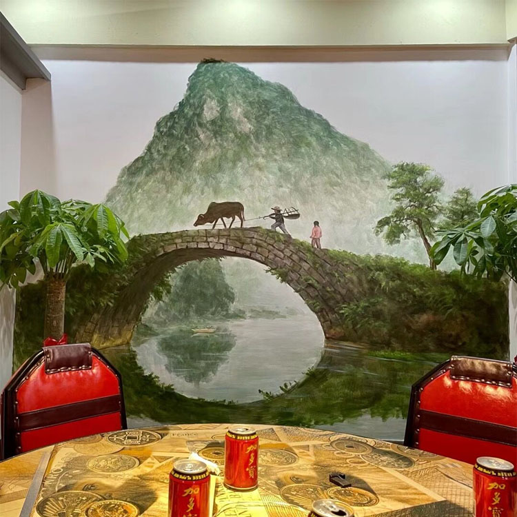 饭店专用壁画墙面装饰画餐厅墙纸自粘餐饮店墙贴餐馆贴纸墙画贴画图片