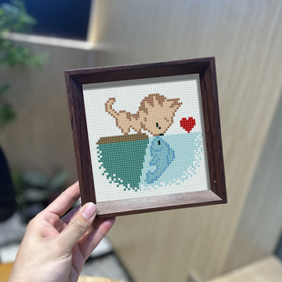 2024新款带框卡通猫咪新手儿童学生手工初学小件简单5D钻石画满钻