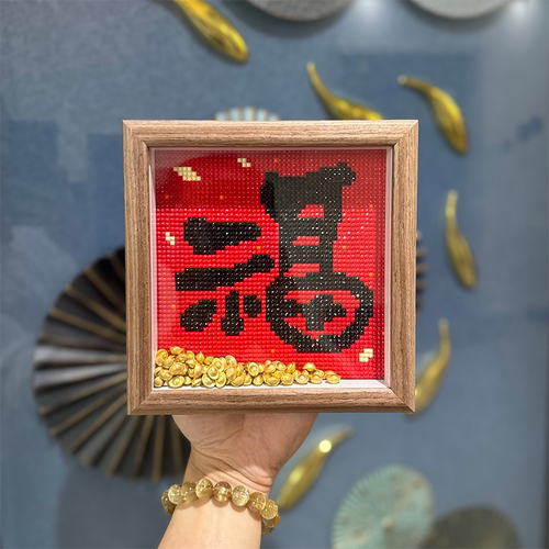 真玻璃福禄寿喜财钻石画带框