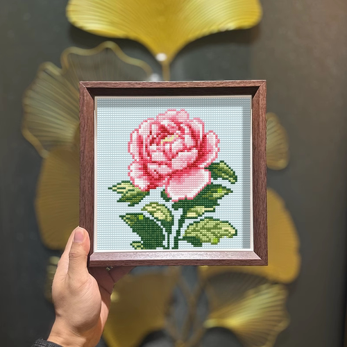 真玻璃相框牡丹钻石画