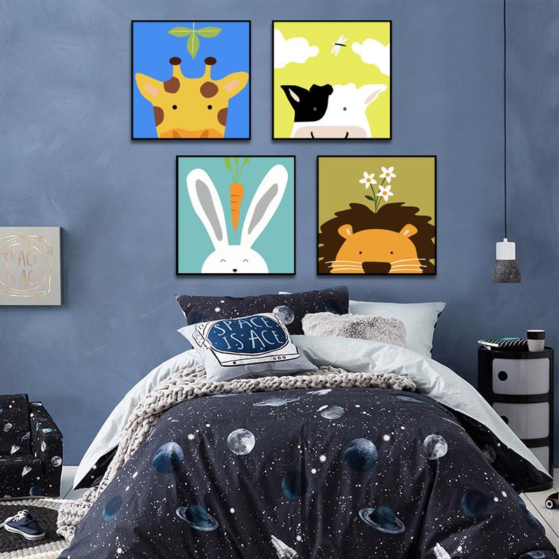 带框钻石画5d卡通新款动物长颈鹿狮子满钻钻石贴砖十字绣钻石绣