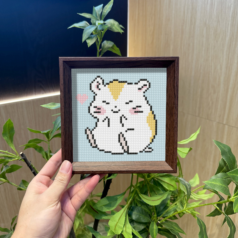 仓鼠小可爱钻石画摆台带框