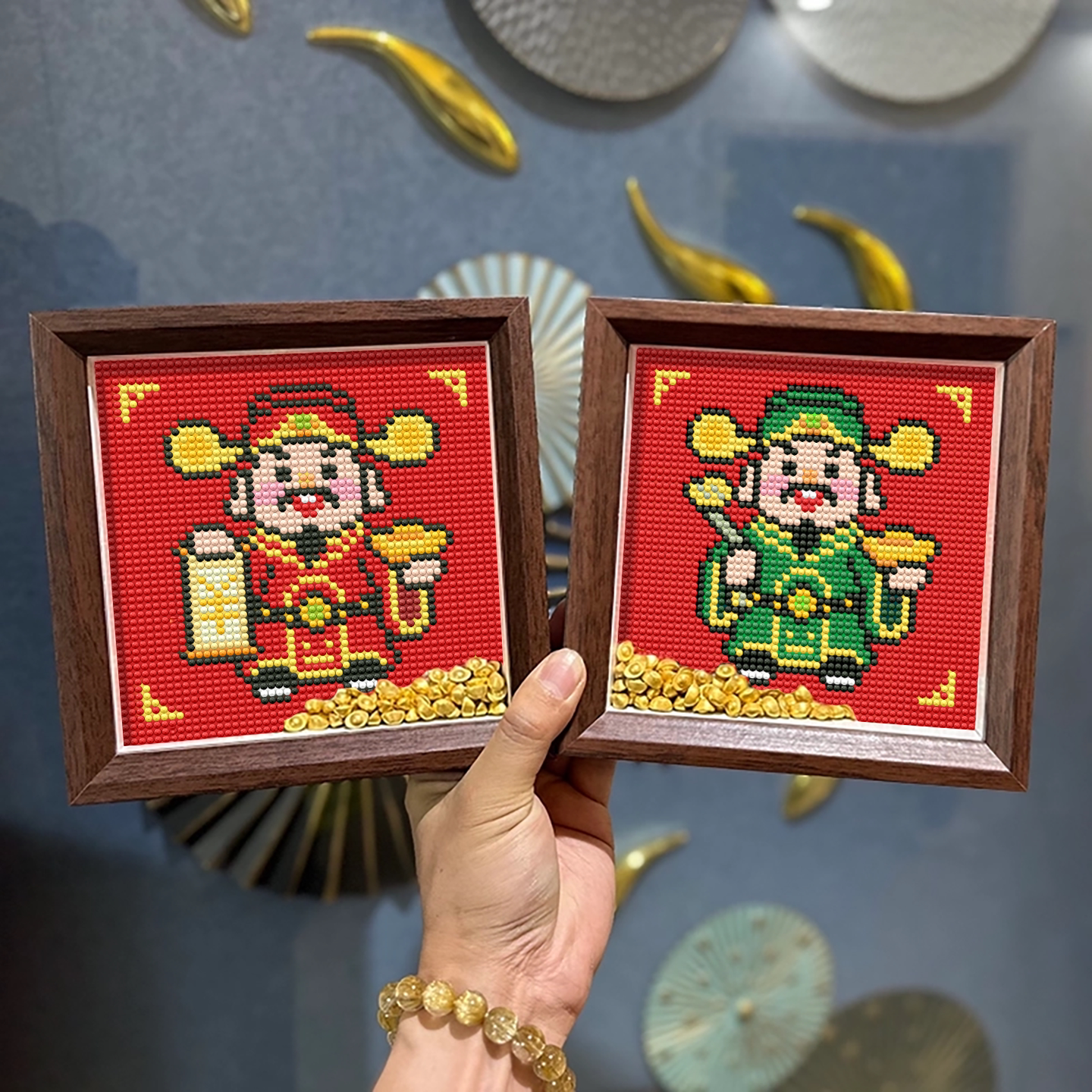 真玻璃画框送元宝财神爷钻石画