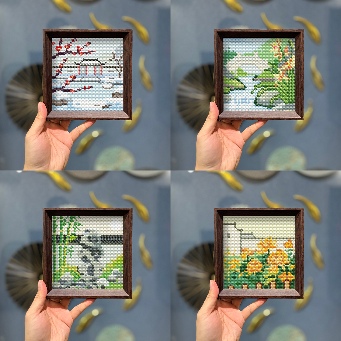 带相框 满钻石画梅兰竹菊2026新款新手DIY手工材料钻石贴风景摆台