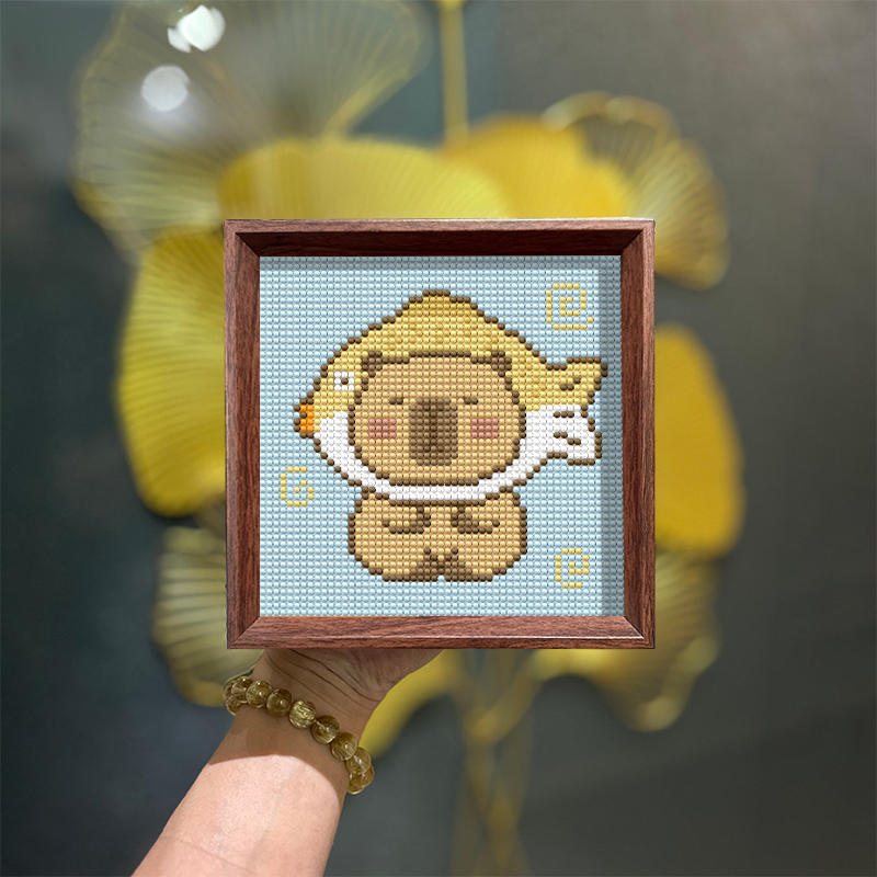 带框钻石画2025新款卡皮巴拉手工DIY钻石贴十字绣水豚新手钻石绣,居家布艺,钻石绣,淘宝优惠券,粉丝福利购,淘宝优惠卷