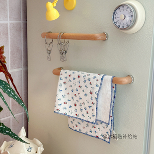 原木色榉木实木磁吸收纳杆置物杆家用厨房冰箱洞洞板磁性抹布架