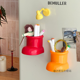 可爱红靴子冰箱贴磁吸收纳盒免打孔入户门洞洞板磁性装饰磁力贴