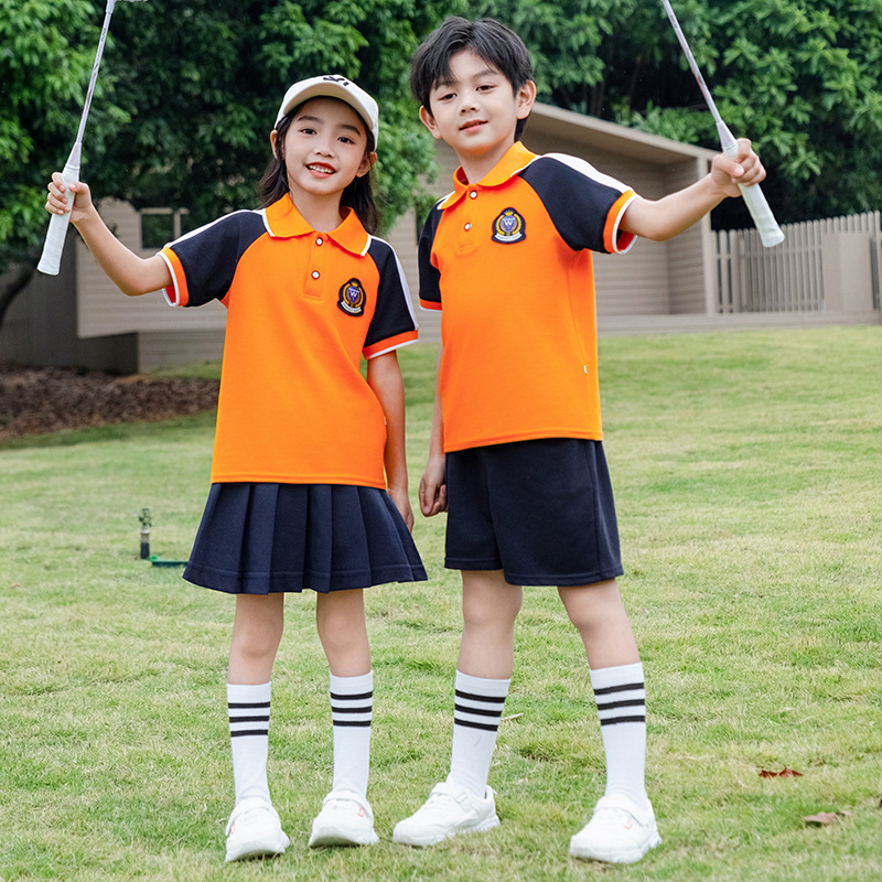 学院风橙色校服套装小学生春秋装新款男女儿童班服四件套幼儿园服