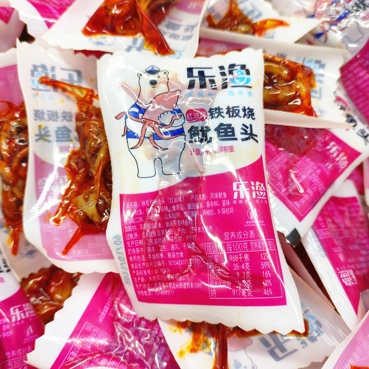大连特产乐渔铁板烧鱿鱼头鱿鱼须小鱿鱼头红油味原味海鲜零食小吃