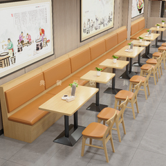 商用餐饮面馆粉铺食堂快餐小吃店桌椅组合牛排汉堡咖啡厅靠墙卡座