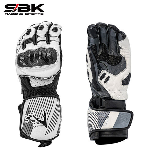 SBK摩托车竞技手套碳纤维长款防护骑士手套机车赛车防摔骑行触屏