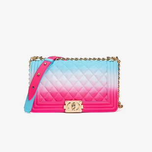 jelly2026冬季新小方包搞怪菱格链条女款果冻包磨砂哑光彩虹包bag
