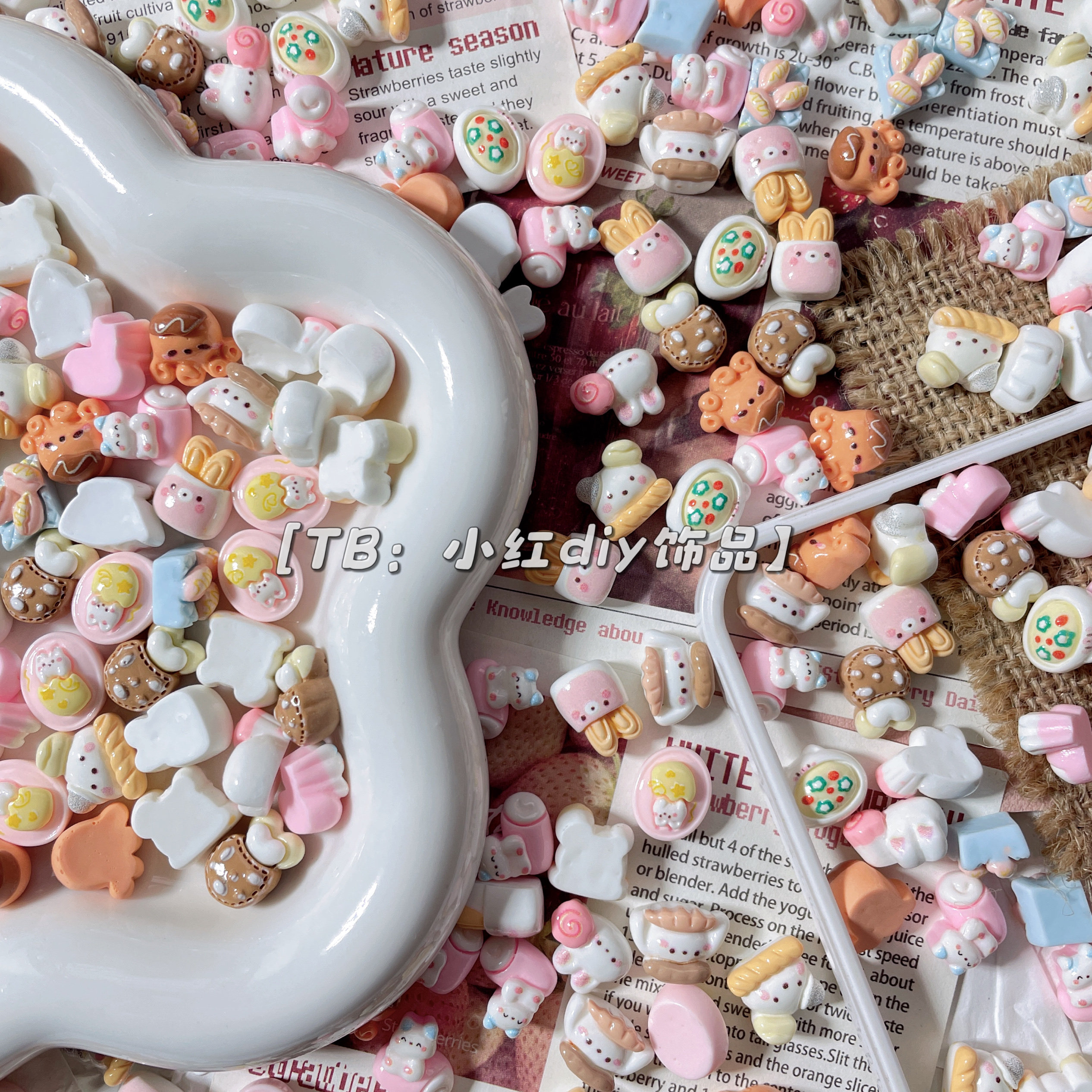 仿真迷你章鱼兔子可爱食玩树脂配件diy奶油胶发夹饰品冰箱贴材料