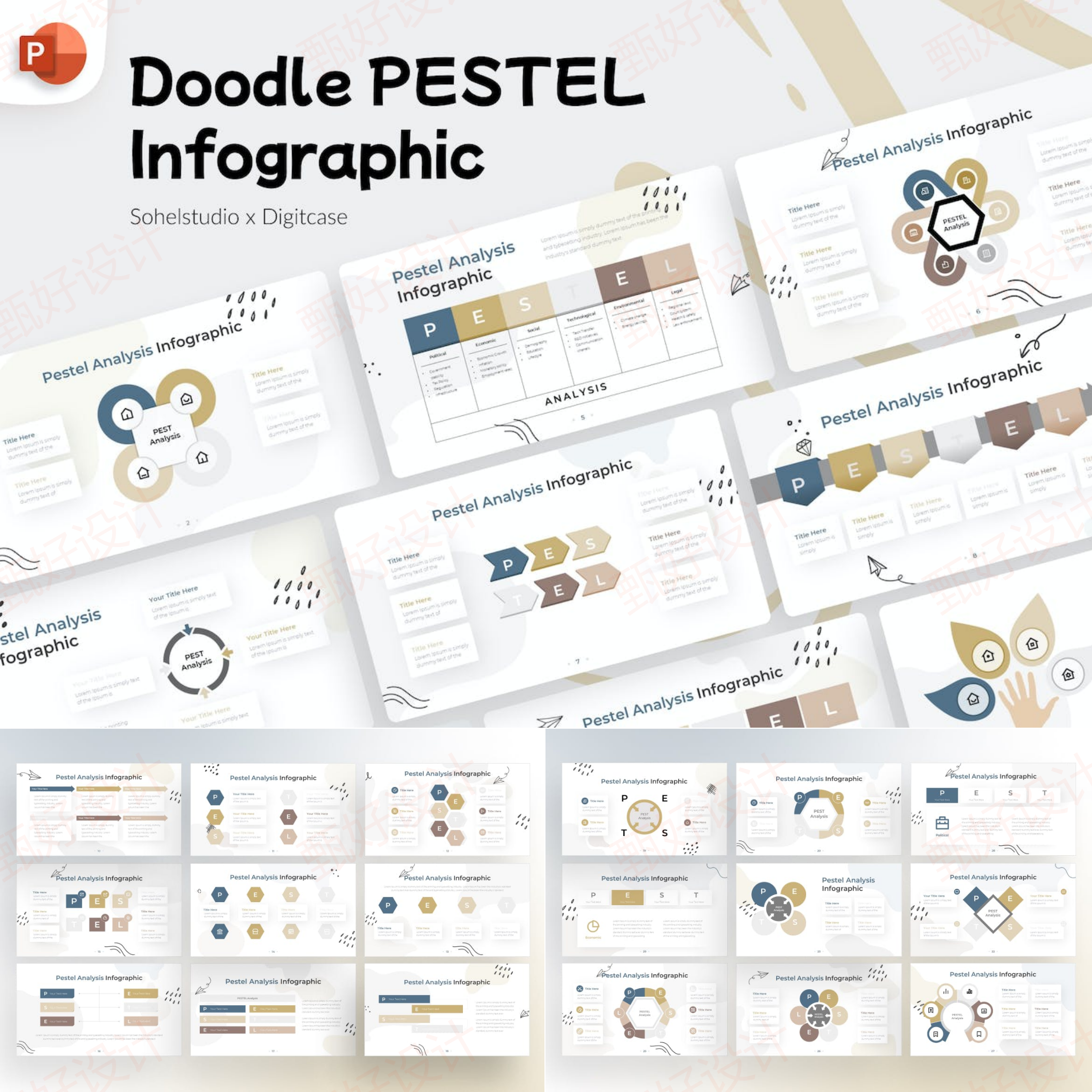 ppt模板PESTEL模型分析商业工作总结业务项目流程投资品牌营销111