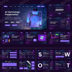ppt模板AI人工智能紫色风商业品牌营销推广项目投资公司简介27