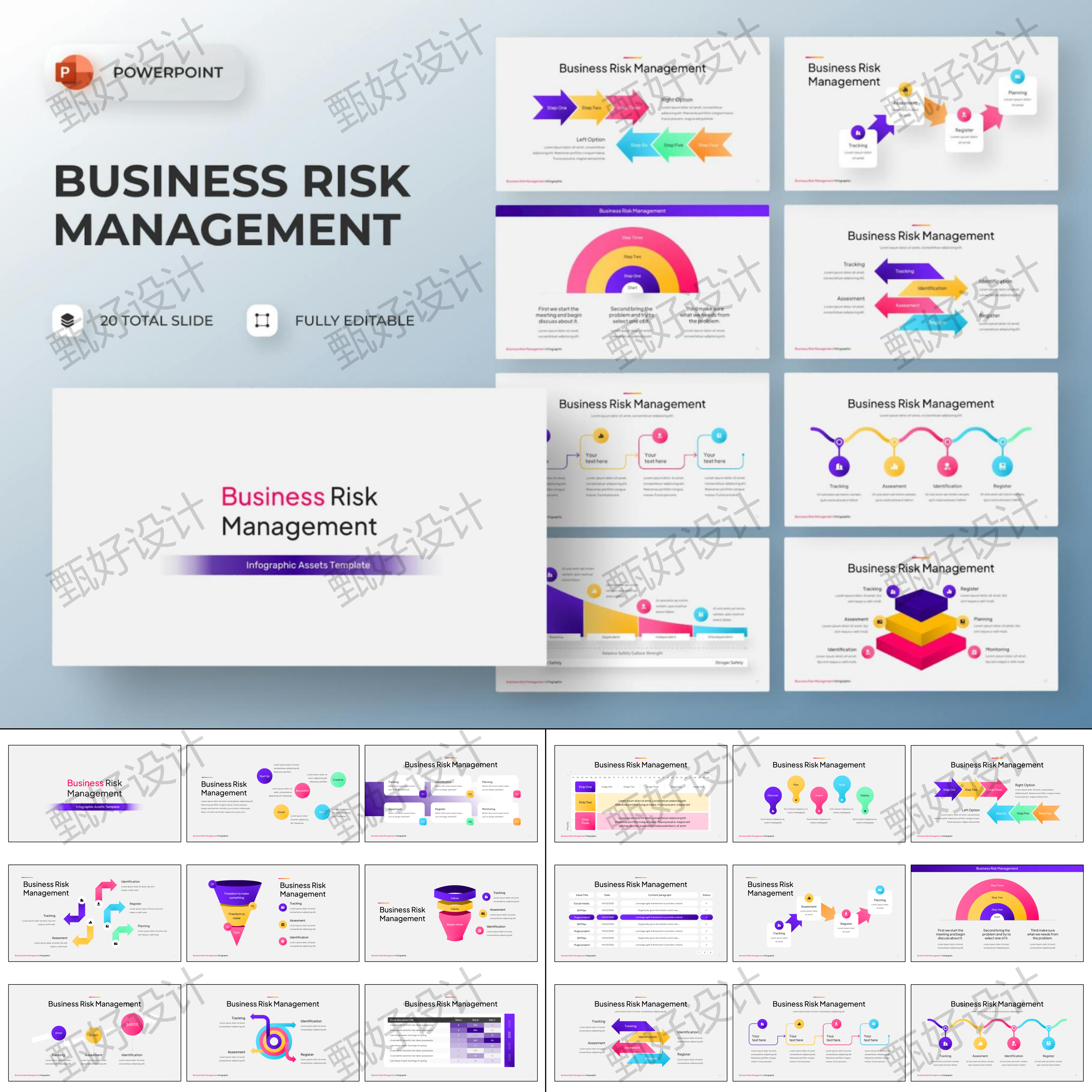ppt模板商业风险管理业务推广项目投资品牌营销职场工作总结800