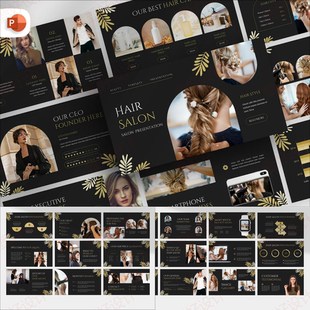 ppt模板美发沙龙品牌推广商业营销业务投资项目工作培训艺术风857
