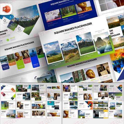 ppt模板120页方形风插图商业品牌营销推广工作管理自然旅游902