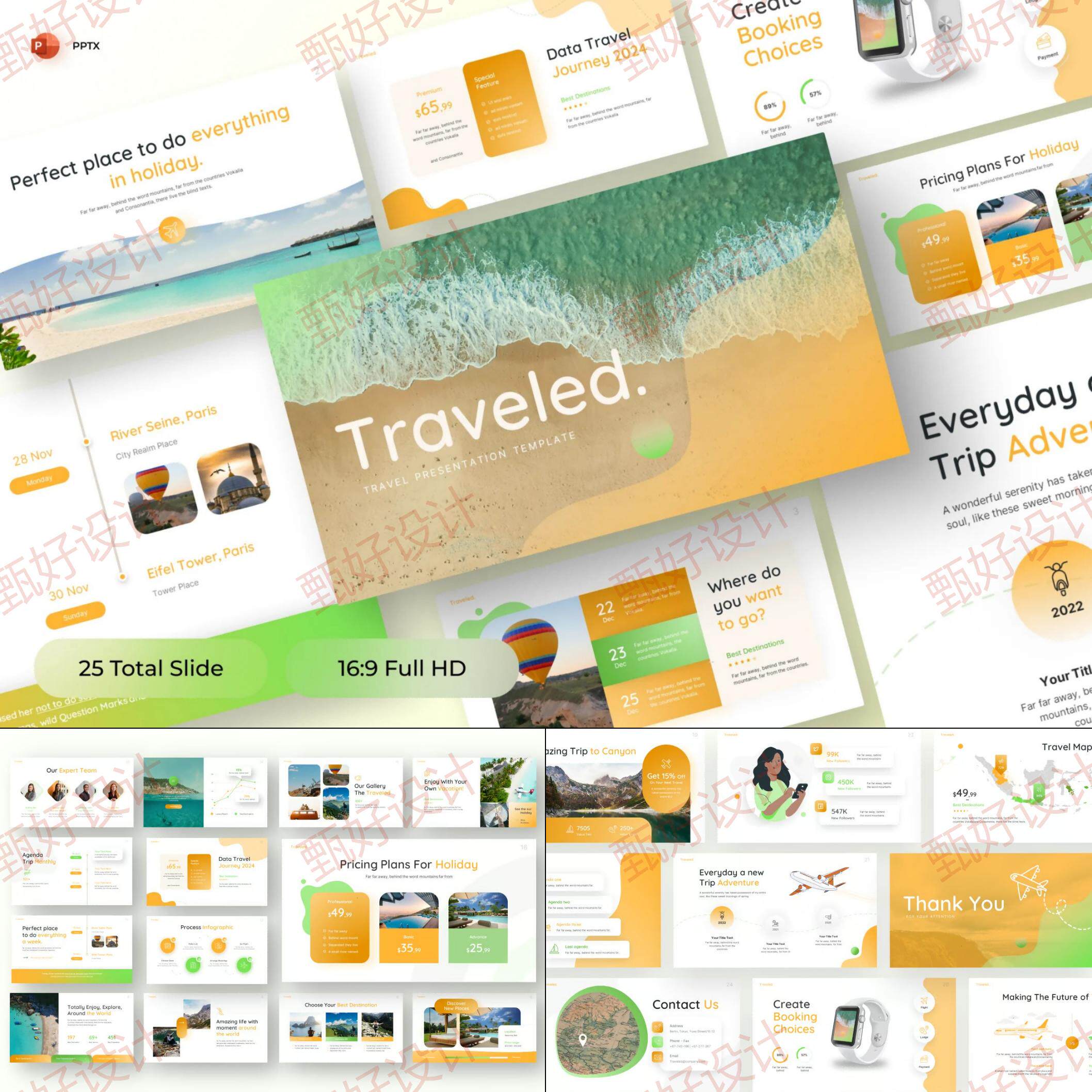 ppt模板旅游出行信息图商业推广产品营销对比业务投资项目管理960