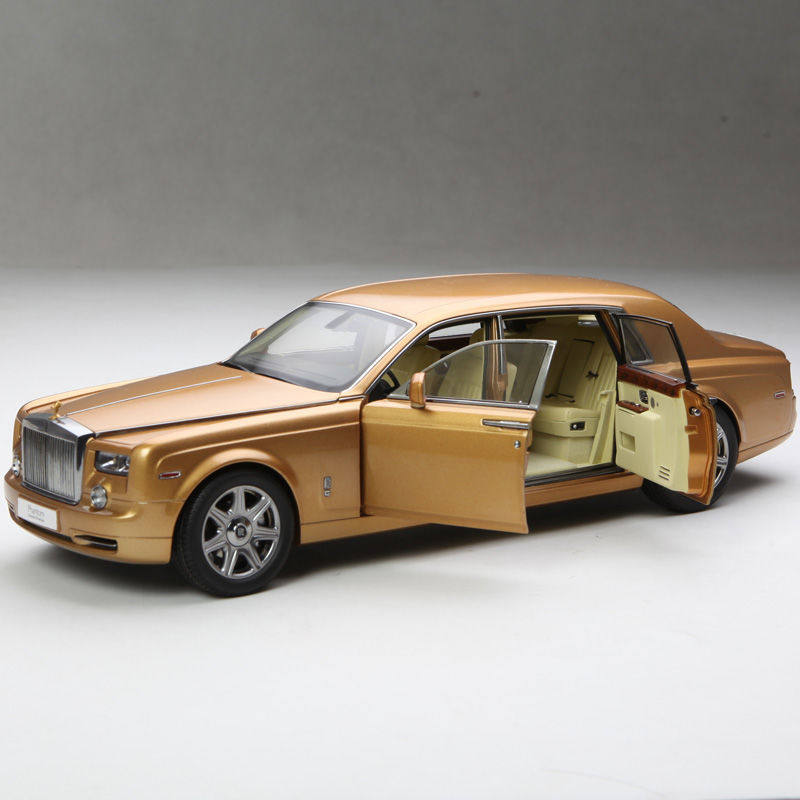 京商kyosho 1/18仿真合金汽车模型 劳斯莱斯 幻影加长版金色
