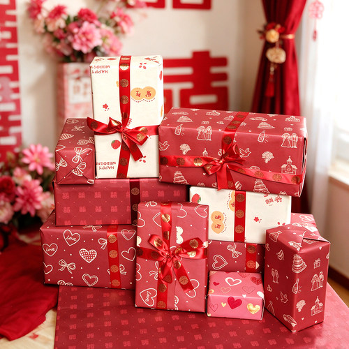 结婚喜字红色加厚包装纸
