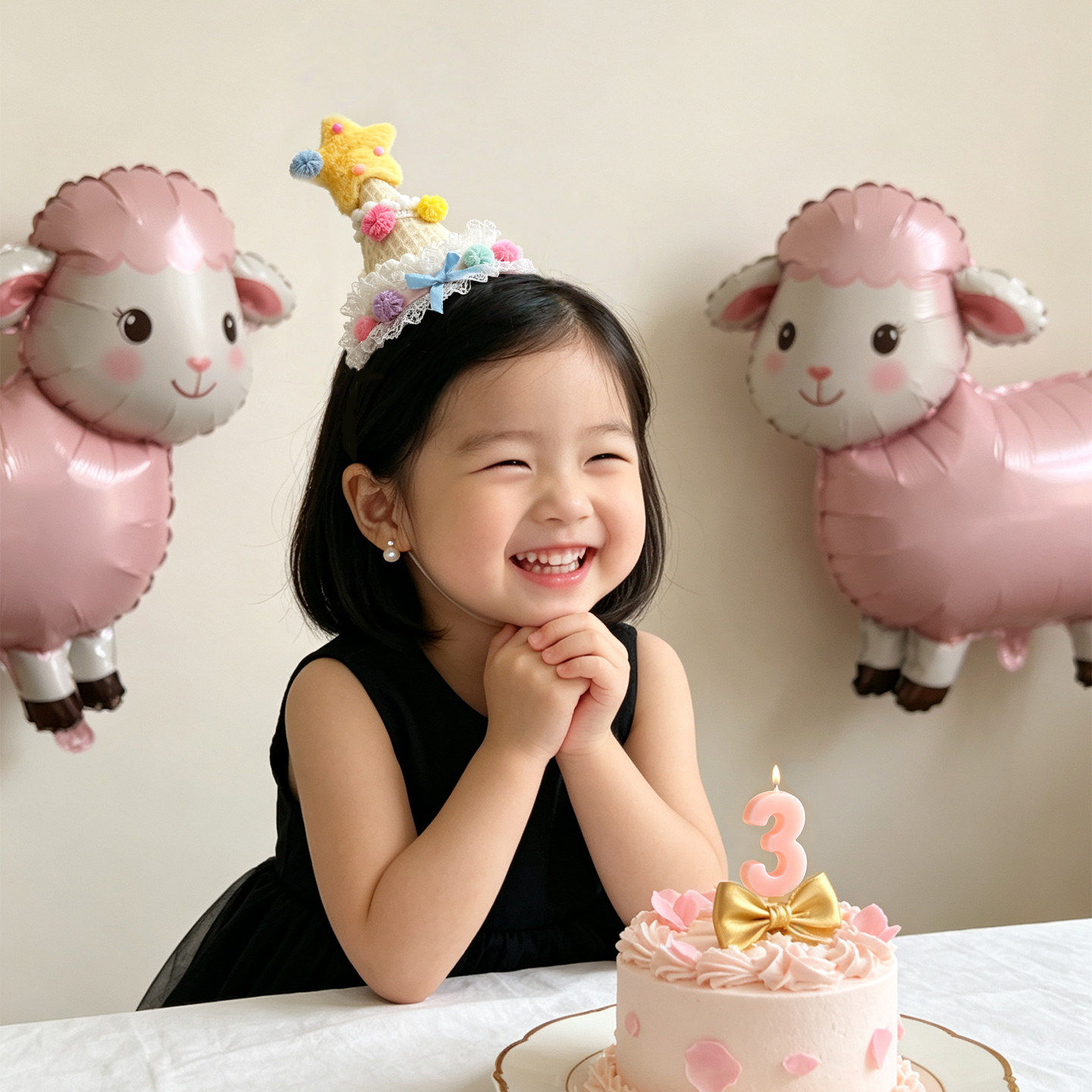 女宝宝生日帽子头饰氛围感拍照道具女生生日装饰儿童发夹头箍搭配